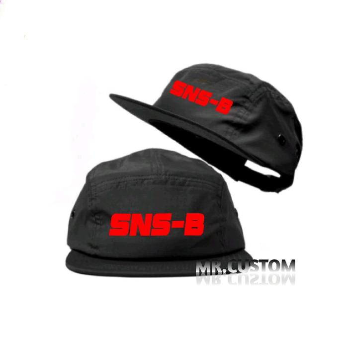 Topi 5 Panel Casual Lokal Brand SNS-B / Five Panel Skena Snapback SNSB Dewasa Hitam