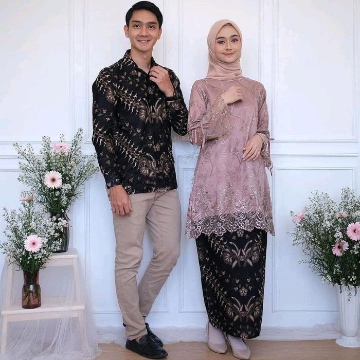 SET KEBAYA NUDE ORI COUPLE KEMEJA PREMIUM / CUSTOM ANAK & SUPER JUMBO / BAJU SETELAN SERAGAM BATIK P