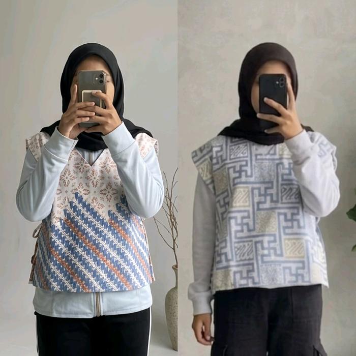 Atasan Vest Batik Tali Samping Bolak Balik ld 96cm 50ribuan