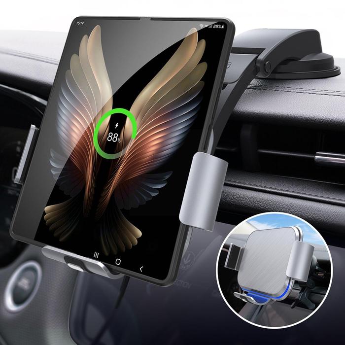 For Galaxy Z Fold 4 3 2 Phone Holder For Car Dual Coil Wireless