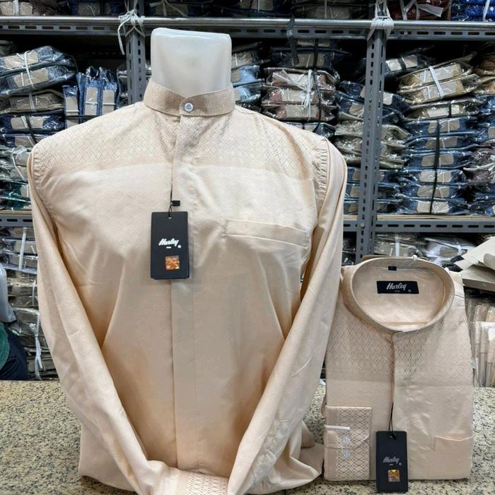 Kemeja koko harley premium -Kemeja koko warna cream- kemeja koko lengan panjang Muslim Pria Katun De
