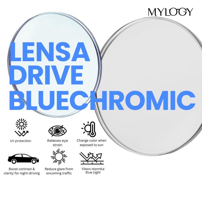 MYLOGY - Lensa Kacamata Drive Bluechromic | Lensa Anti Silau / Anti Glare | Lensa Minus / Silinder