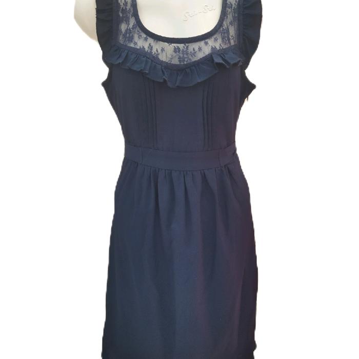 gaun mini dress biru Dongker