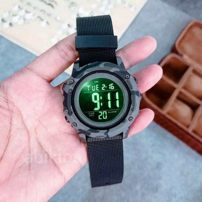 Jam tangan pria digital style army man good gray camo skmei original 1506