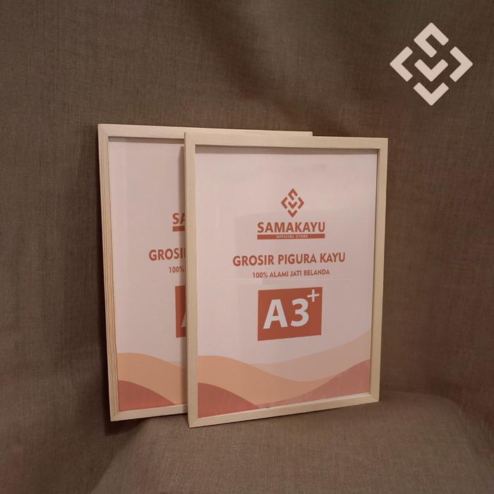 TERLARIS Frame Poster A3+ 32.5 x 48 cm A3 Plus - Bingkai Kayu Pinus Natural - Pigura Figura READY