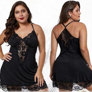 Ready Baju Dinas Big Size Jumbo New Edition Lingerie Hot Sexy Mid Transparan Motif Soft Lace Bunga C