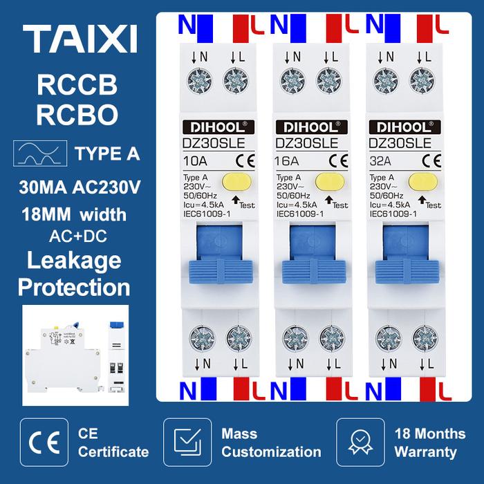 RCBO Type A 220V 30MA  Residual Current Circuit Breaker  RCD MCB RCCB