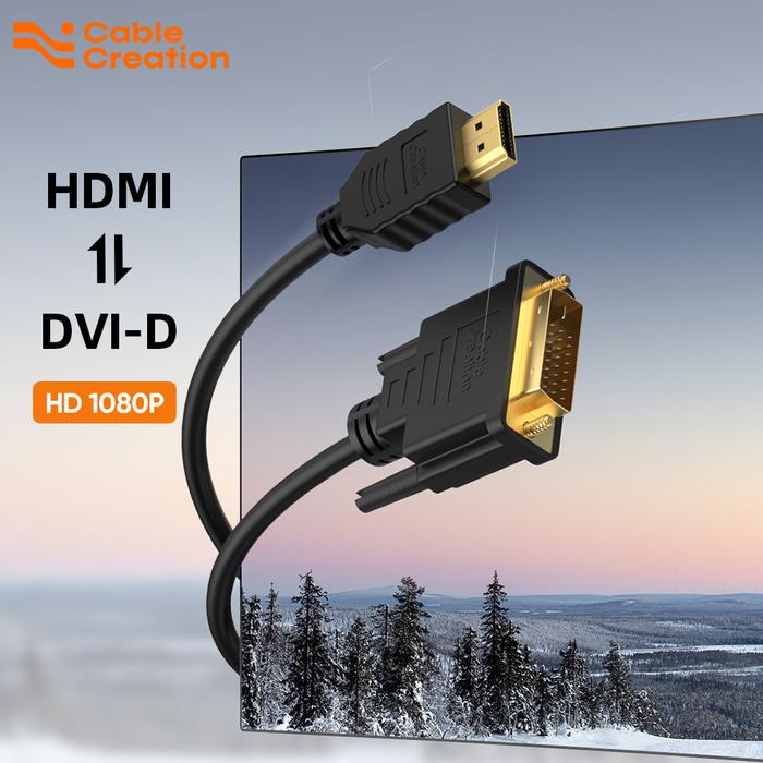 Kabel HDMI Ke DVI Dua Arah CableCreation DVI-D 24 + 1 Adaptor Pria