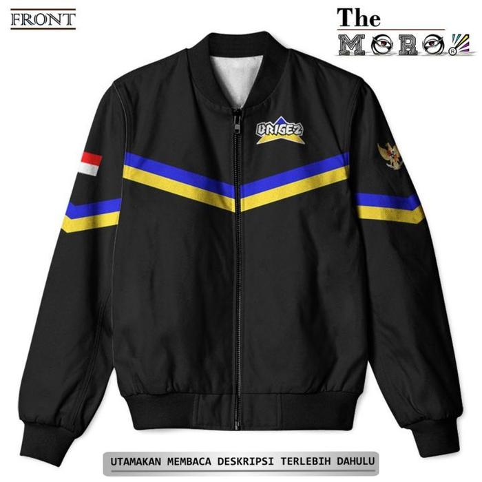 Brigez Jaket Bomber Pria & Wanita Custom FULL BORDIR Waterproof Bahan TASLAN/PARASUT Tebal Dacron 2