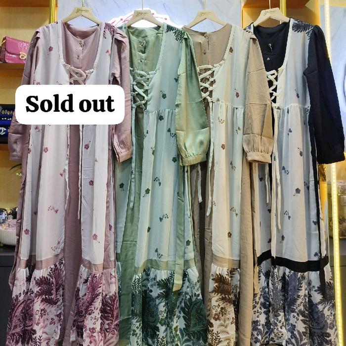 Gamis Ceruty Outer motif bunga remaja