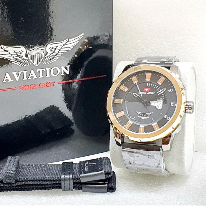 Jam Tangan Pria Swiss Army 6228, Jam Tangan Swis Army Tanggal Aktif Free Tali Kanvas Dan Battre Cada