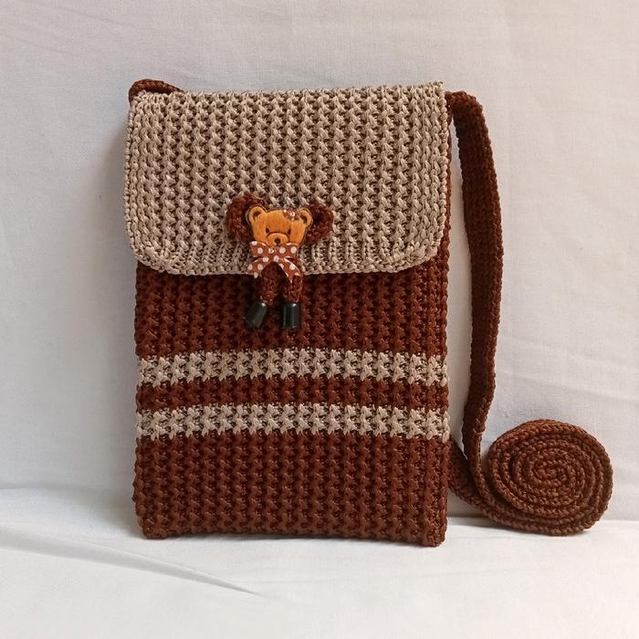 TAS HP RAJUT SELEMPANG WANITA MODEL TERBARU MADE IN BANDUNG