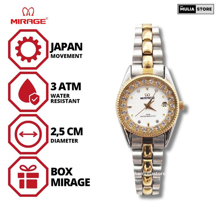 MIRAGE Jam Tangan Wanita Mirage Original 1580 Tanggal Analog