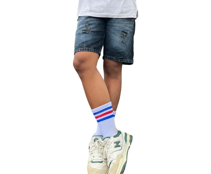 Celana Pendek NFco Sobek Premium Palmas Ripped Snow Washed - Pria - Shorts Jeans Nyaman Tebal Distro