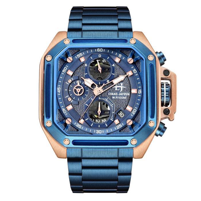Evans Jayden Jam Tangan Pria EJ 9558 Rantai Stainless Steel Chronograph Kaca Sapphire Water Resistan