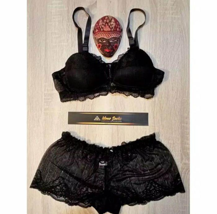BRA SET,BRA + CD HITAM,LINGERIE,BH SET,FULL RENDA