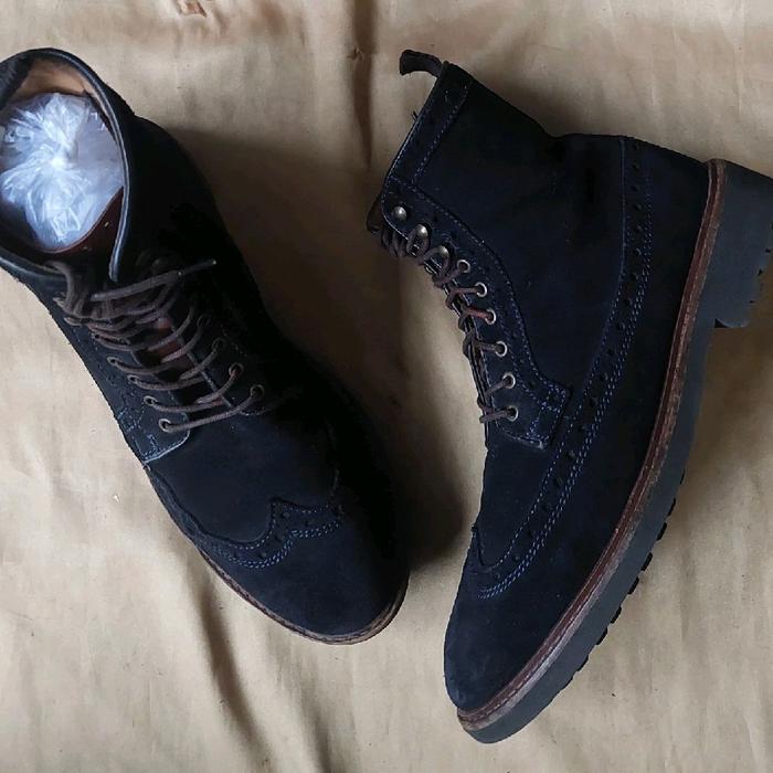 Boots Massimo Dutti Brogue Wingtip Suede Dress Shoes