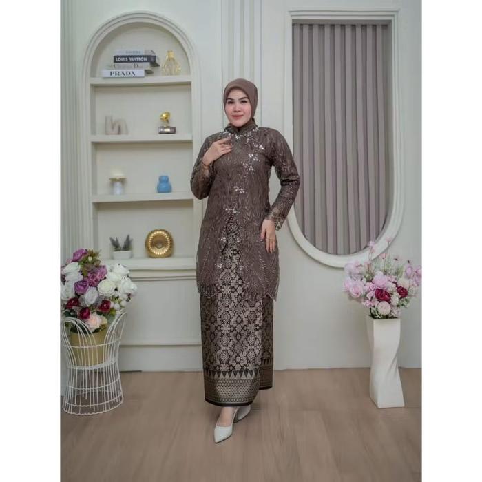 Kebaya tunik janggan zigzag - pakaian wanita kebaya modern - baju kondangan, wisuda, akad, pesta - b