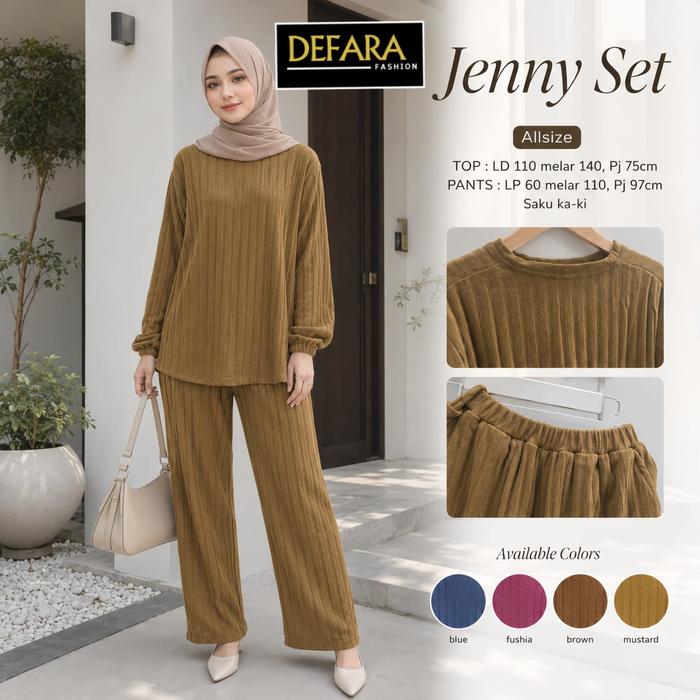 DEFARA FASHION Jenny Set Allsize Baju Wanita Celana Setelan Hijab Syari Tunik Batik Blouse Atasan Ou