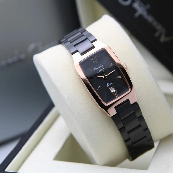 Jam Tangan Wanita Alexander Cristie AC2455 Original Rosegold Black #gratisongkir