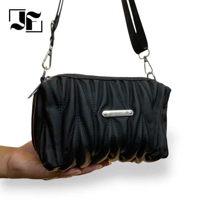 Farsya Tas selempang wanita tas 2 ruang bahan chocoly motif bordir tas Slingbag Kulit Sintetis ringa