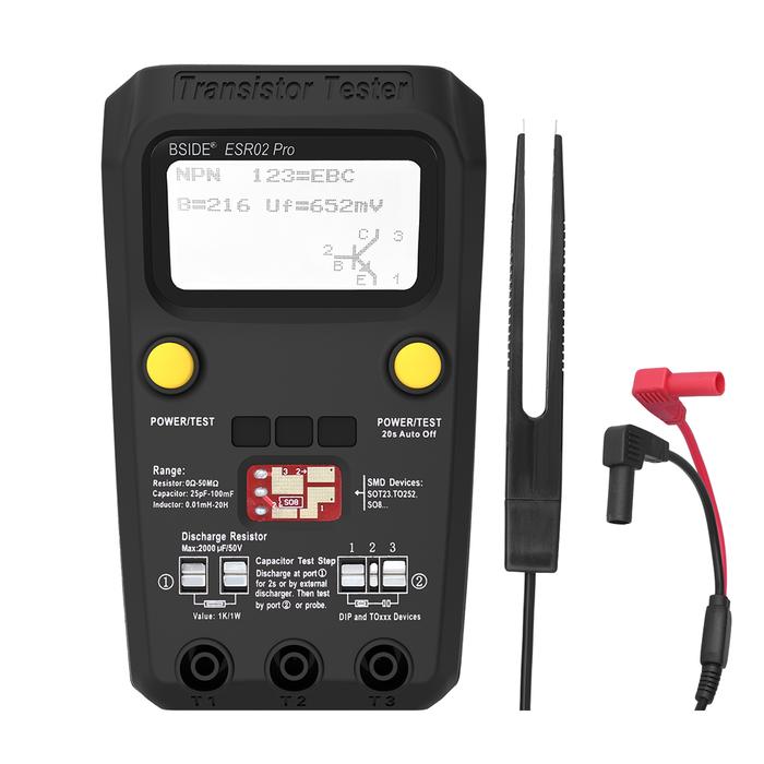 BSIDE ESR02 Pro Transistor Tester Multimeter Diode Triode Resistor Capacitance Inductance MOSFET NPN