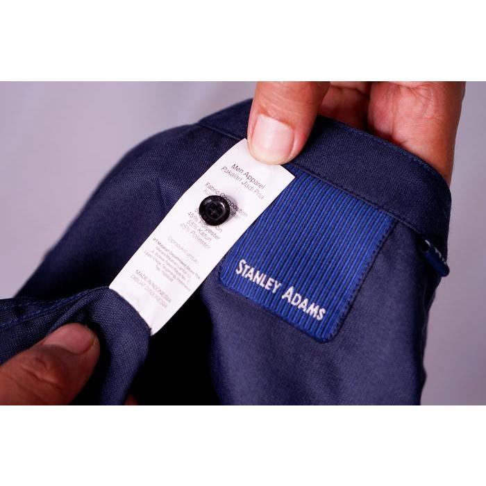 STANLEY ADAMS Baju Koko Pria Lengan Pendek Navy Tekstur 03
