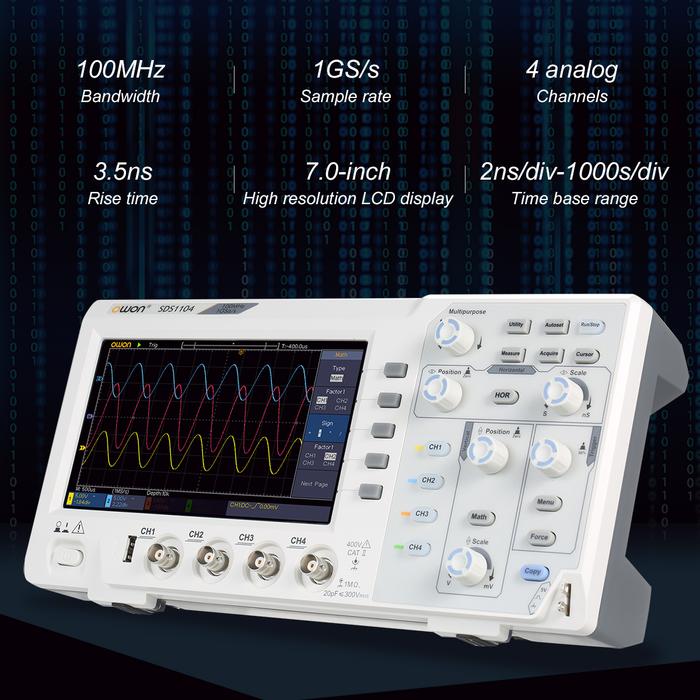 SDS1104 4-CH Digital Oscilloscope Automotive Oscilloscope with 7-inch