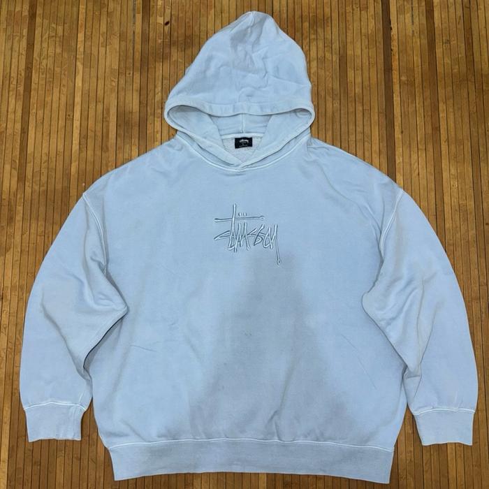 STUSSY OVERSIZED BOXY BLUE BIG EMBROIDERED LOGO HOODIE JACKET human made carhartt