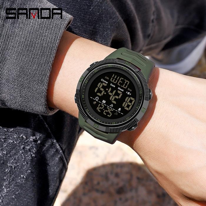 SANDA 6014 Jam Tangan Pria Digital EL Backlight Sport Watch Anti Air