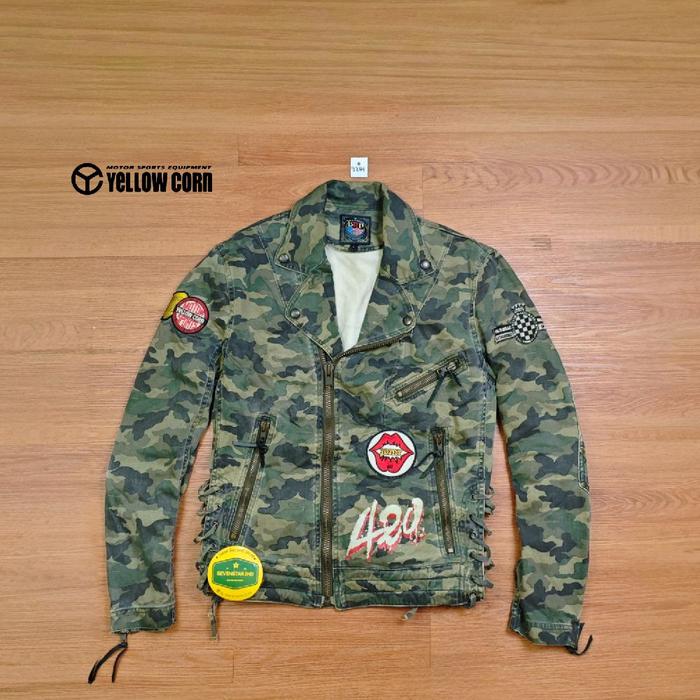 vintage yellow corn Motorcycle double bikers jacket