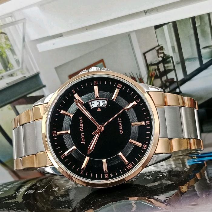 Jean Alexis Jam Tangan Pria Quartz dengan rantai combinasi sporty