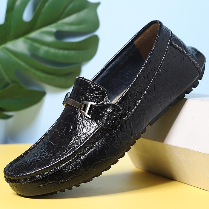 Sepatu Pantopel Pria Motif Kulit Buaya Cowok Santai Sepatu Slip On Import