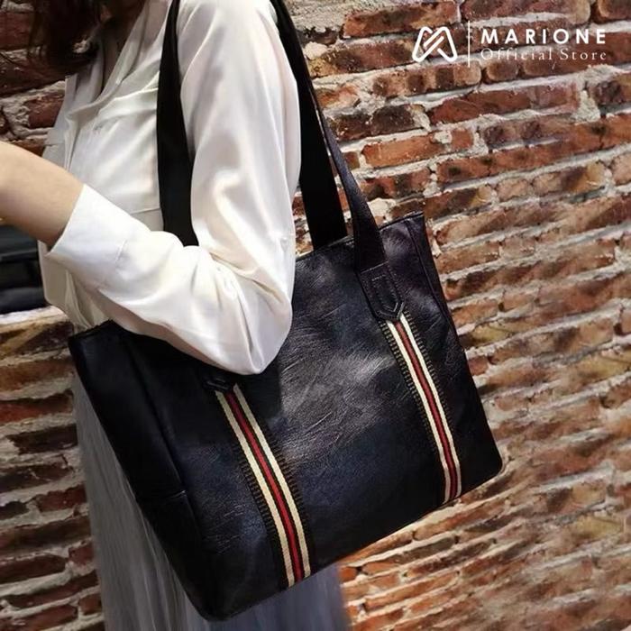 MARIONE - NIKI Tas Wanita List Merah Hitam Fashion totebag wanita tas tote bag wanita tas kerja wani