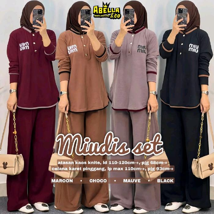 Stelan wanita MIUDIS SET bahan kaos knite
