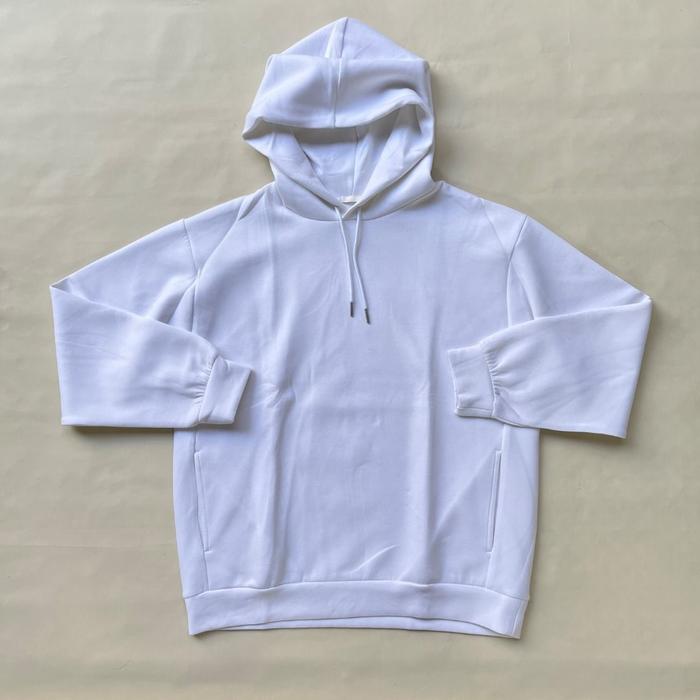 GU UNIQLO Hoodie Scuba White Side Pocket / Hoodie Uniqlo Putih
