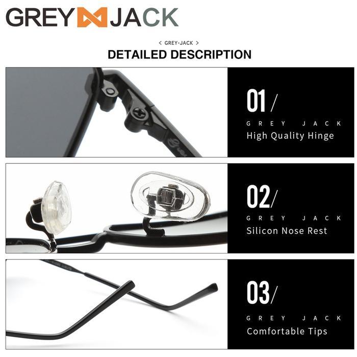 Grey Jack Kacamata Hitam Sunglasses Polarized Anti Uv  Model Kotak Metal Fashion Pria Dewasa Sa1811