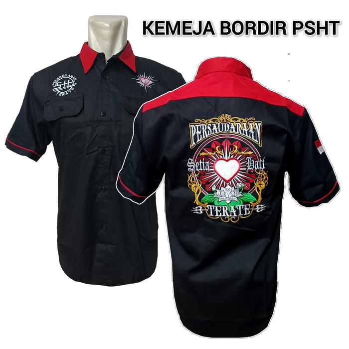 Kemeja PSHT Terbaru dengan Bordir Simpel Model Kombinasi - Hem PSHT Pria - Baju SH TERATE Keren - De