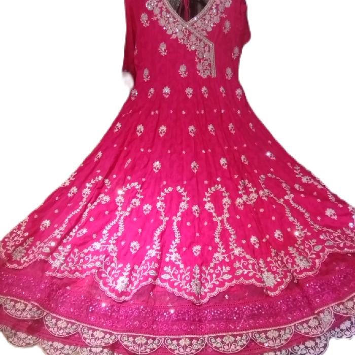 anarkali ori india set celana selendang model kimono ful bordil payet bagian depan asli mewah Gaun W
