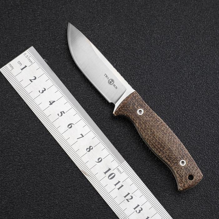 TWOSUN TS247 M390 steel Fixed Blade Knife With K sheath flax handle