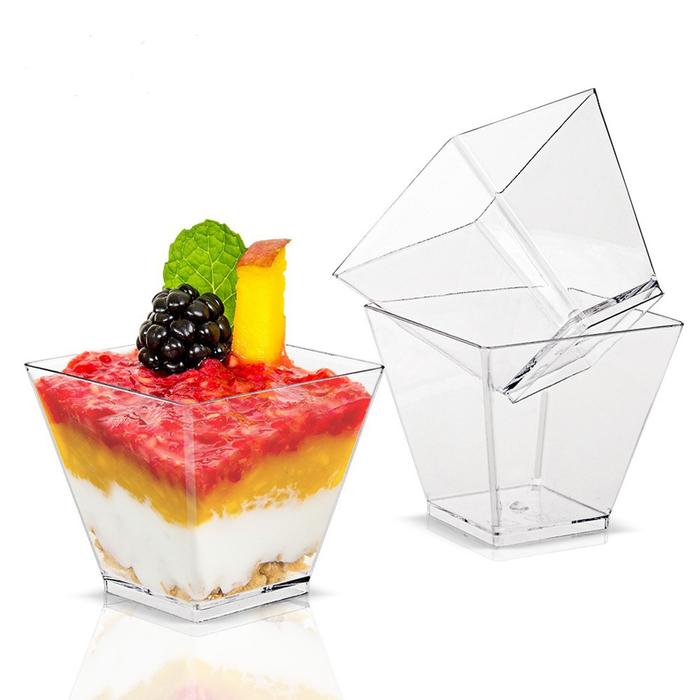 Disposable Plastic Transparent Cup Jelly Gold Powder Mousses Dessert
