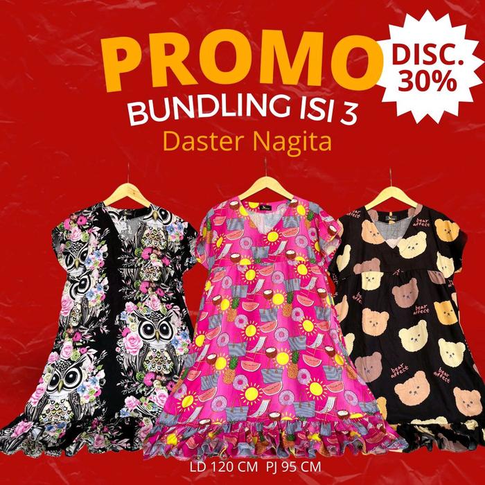 Paket Daster Bundling Nagita isi 3 Bahan rayon premium Grosir termurah Konveksi Tangan pertama