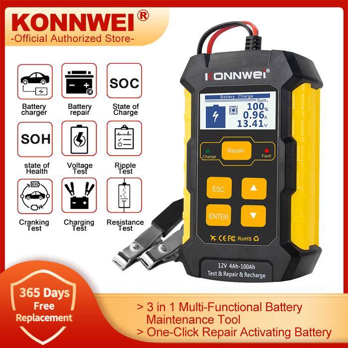 KONNWEI KW510 Full Automatic 12V Car Battery Tester Pulse Repair 5A