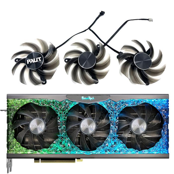 1SET/3FANS RTX 3080 GameRock GPU FAN，For PALIT RTX 3070、RTX 3070TI、RTX 3080、RTX 3080TI、RTX 3090 Game
