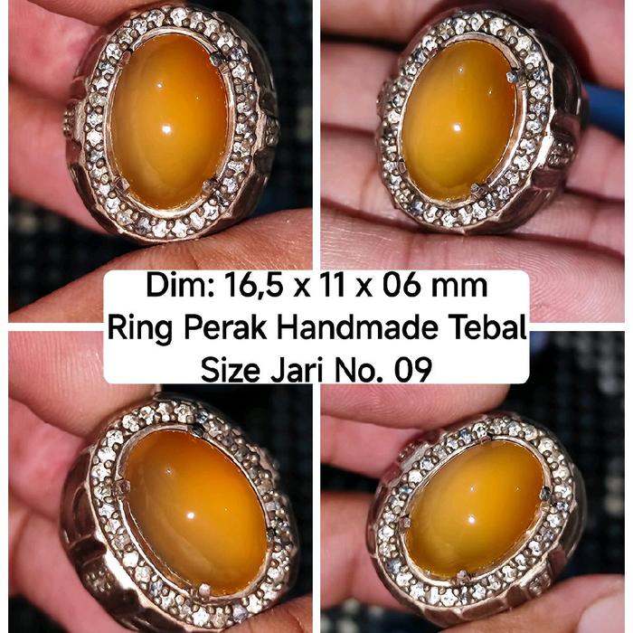 CINCIN Batu BACAN OBI SUPER ORANGE NATURAL ALAMI HQ Giwang Ring PERAK TEBAL HANDMADE