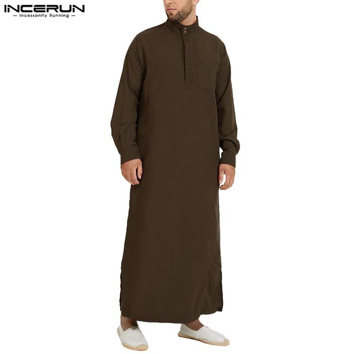 Fashion Muslim Clothing Thobe Jubba Mens Robe Long Sleeve Saudi Arab Thobe Kaftan Ropa Arabe Islamic