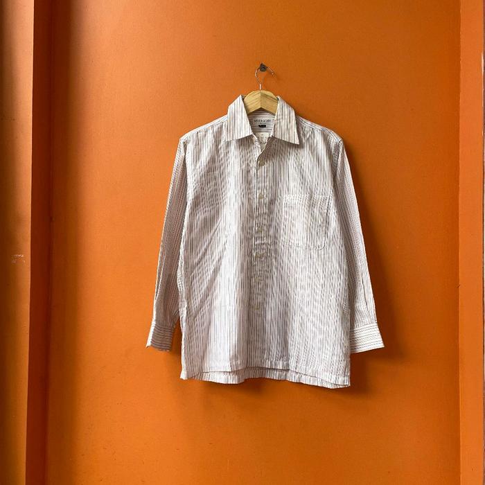 kemeja Lyle and Scott Cream Stripe Pria Casual