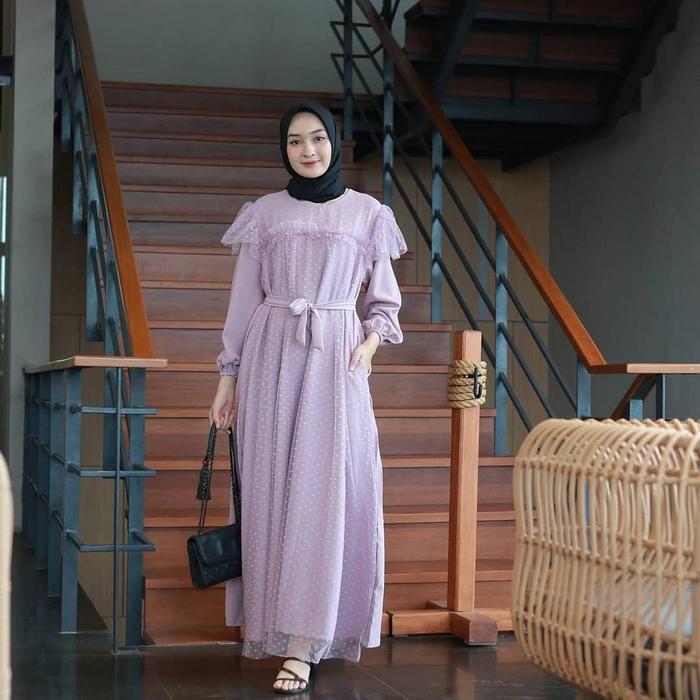 MIRA DRESS TILE DOTY - BRUKAT PARTY GAMIS MAXY REMAJA BROKAT WANITA MUSLIM KONDANGAN Pesta Mewah Pan
