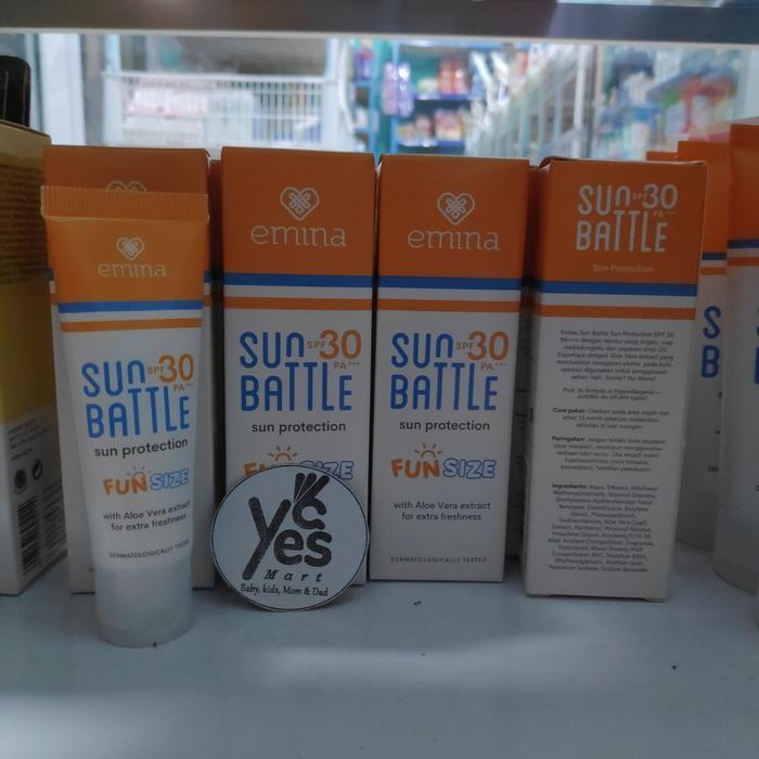 emina sunscreen sunblock protection 60 ml Sun Battle SPF 30 Aloevera - Fun Size 23ml