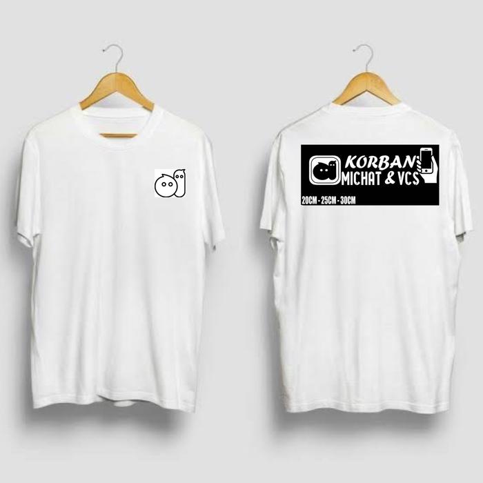Kaos korban michat Oblong Katun Combed Pendek Distro Keren peria Wanita